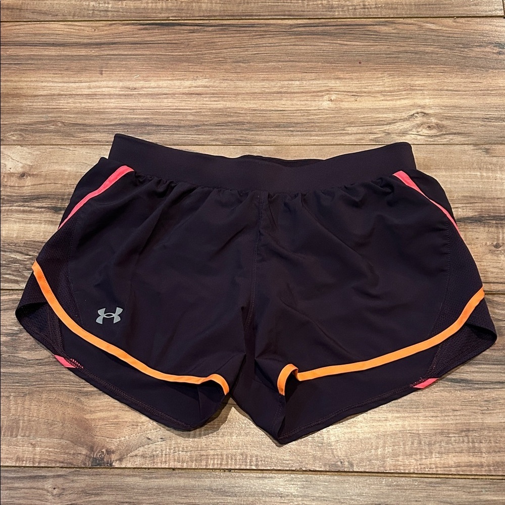Under Armour Women's plum Shorts with Orange and Pink Accents